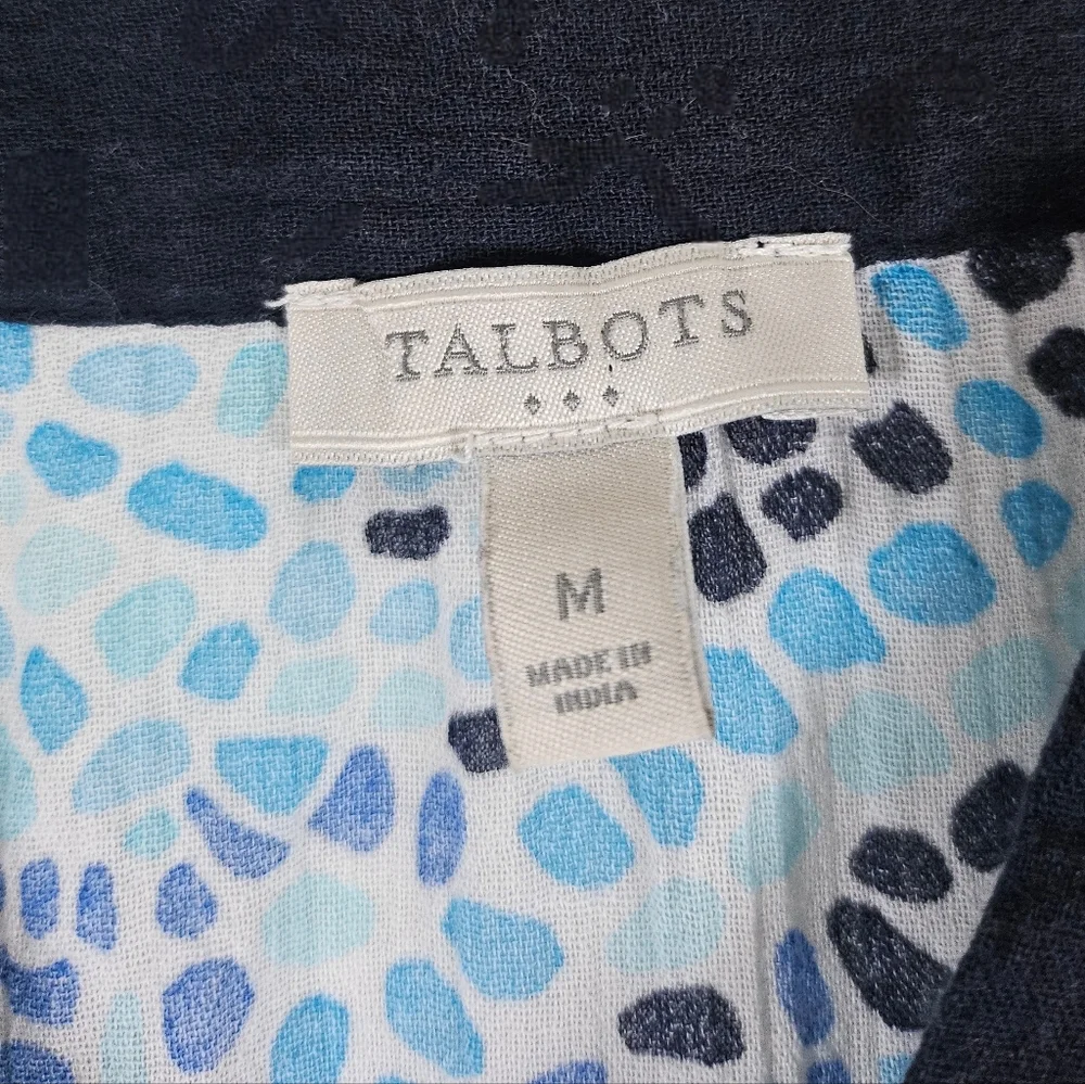 Talbots Factory Blue Mosaic Lightweight Cotton Longline Tunic Top, Size M - Picture 3 of 8